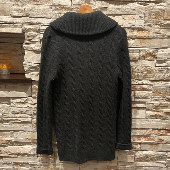 Ralph Lauren  Men’s Cable Knit Shawl  Collar Cardigan Sweater, Dark Grey, L - Picture 6 of 6